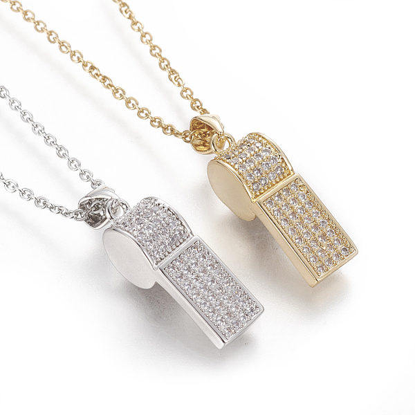 PandaHall Brass Micro Pave Cubic Zirconia Pendant Necklaces, with 304 Stainless Steel Cable Chains and Lobster Claw Clasps, Whistle, Clear...
PandaHall Brass Micro Pave Cubic Zirconia Pendant Necklaces, with 304 Stainless Steel Cable Chains and Lobster Claw Clasps, Whistle, Clear...