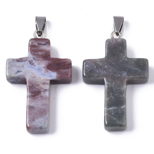 PandaHall Natural Indian Agate Pendants, with Random Stainless Steel Snap On Bails, Cross, 44~46x27~29x6~8mm, Hole: 4x8mm Indian Agate Cross
PandaHall Natural Indian Agate Pendants, with Random Stainless Steel Snap On Bails, Cross, 44~46x27~29x6~8mm, Hole: 4x8mm Indian Agate Cross