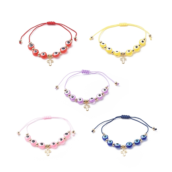 PandaHall Brass Tiny Cross Charms Braided Beaded Bracelets for Women, with Evil Eye Resin Bead and Braided Nylon Thread, Mixed Color, Inner..., Multicolor
PandaHall Brass Tiny Cross Charms Braided Beaded Bracelets for Women, with Evil Eye Resin Bead and Braided Nylon Thread, Mixed Color, Inner..., Multicolor