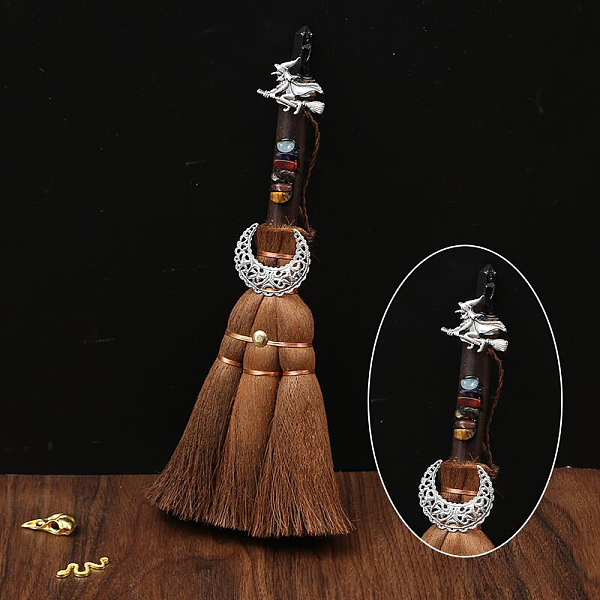PandaHall Wood Witch Broom with Synthetic Obsidian Pendant Decorations, for Interior Car Mirror Hanging Decorations, 240~290mm Obsidian
PandaHall Wood Witch Broom with Synthetic Obsidian Pendant Decorations, for Interior Car Mirror Hanging Decorations, 240~290mm Obsidian