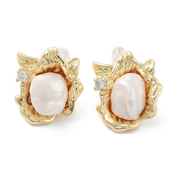 PandaHall Flower Natural Pearl Stud Earrings with Brass Micro Pave Cubic Zirconia and 925 Sterling Silver Pins, Real 14K Gold Plated...
PandaHall Flower Natural Pearl Stud Earrings with Brass Micro Pave Cubic Zirconia and 925 Sterling Silver Pins, Real 14K Gold Plated...