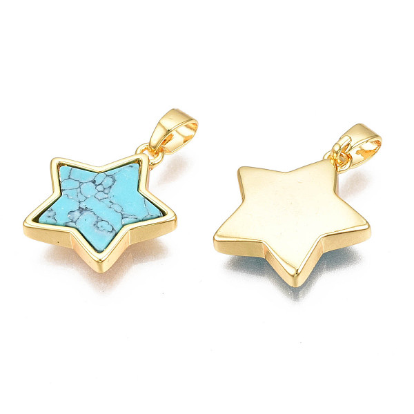 PandaHall Real 18K Gold Plated Brass Pendants, with Synthetic Turquoise Cabochons, Cadmium Free & Nickel Free & Lead Free, Star, Turquoise...
PandaHall Real 18K Gold Plated Brass Pendants, with Synthetic Turquoise Cabochons, Cadmium Free & Nickel Free & Lead Free, Star, Turquoise...