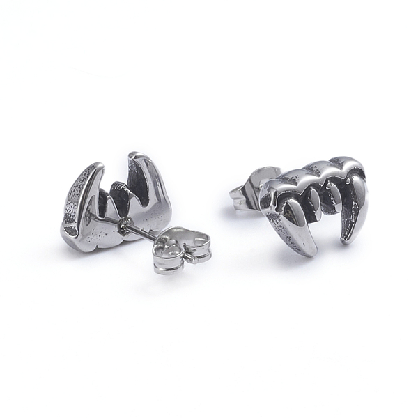PandaHall Retro 304 Stainless Steel Stud Earrings, Canine Teeth, Antique Silver, 8.5x12mm, Pin: 0.7mm 304 Stainless Steel Others
PandaHall Retro 304 Stainless Steel Stud Earrings, Canine Teeth, Antique Silver, 8.5x12mm, Pin: 0.7mm 304 Stainless Steel Others