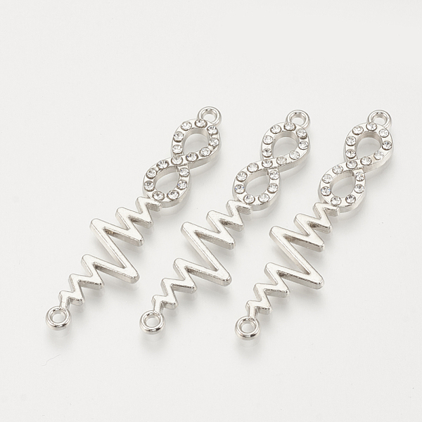 PandaHall Alloy Rhinestone Links connectors, Infinity, Platinum, 47x12x2mm, Hole: 2mm Alloy+Rhinestone Infinity Clear
PandaHall Alloy Rhinestone Links connectors, Infinity, Platinum, 47x12x2mm, Hole: 2mm Alloy+Rhinestone Infinity Clear