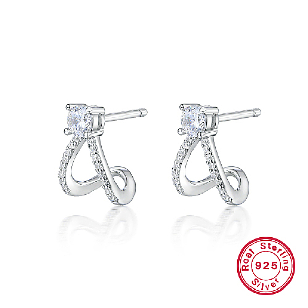 PandaHall Rhodium Plated 925 Sterling Silver Stud Earrings, Half Hoop Earrings with Cubic Zirconia, Platinum, 13x9mm Sterling Silver
PandaHall Rhodium Plated 925 Sterling Silver Stud Earrings, Half Hoop Earrings with Cubic Zirconia, Platinum, 13x9mm Sterling Silver