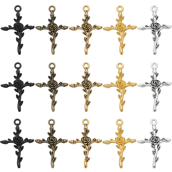 PandaHall SUNNYCLUE 50Pcs 5 Colors Tibetan Style Alloy Pendants, Cross with Rose Charm, Mixed Color, 34.5x23x3mm, Hole: 2.5mm, 10pcs/color...
PandaHall SUNNYCLUE 50Pcs 5 Colors Tibetan Style Alloy Pendants, Cross with Rose Charm, Mixed Color, 34.5x23x3mm, Hole: 2.5mm, 10pcs/color...