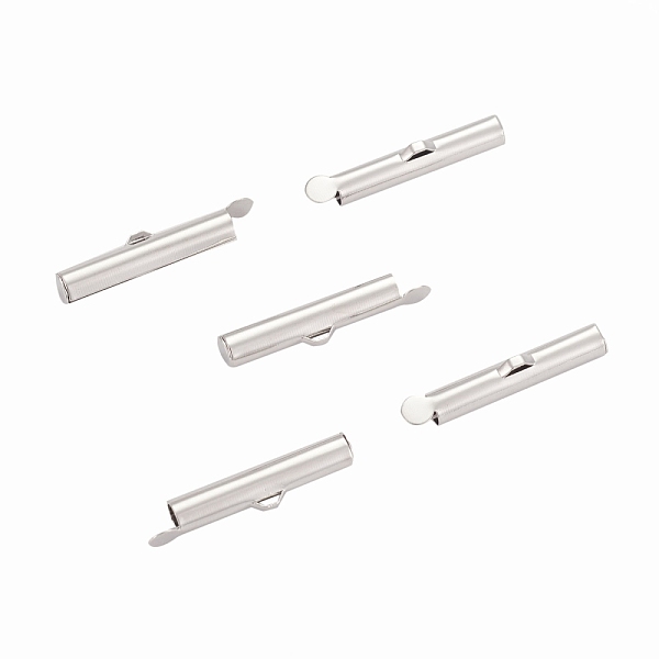 PandaHall Brass Slide On End Clasp Tubes, Slider End Caps, Platinum, 26x5mm, Hole: 1mm, Inner Diameter: 2mm Brass
PandaHall Brass Slide On End Clasp Tubes, Slider End Caps, Platinum, 26x5mm, Hole: 1mm, Inner Diameter: 2mm Brass