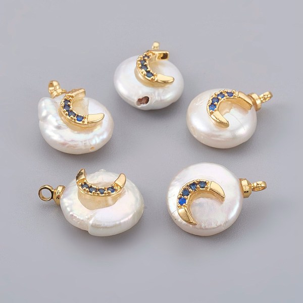 PandaHall Natural Cultured Freshwater Pearl Pendants, with Cubic Zirconia and Brass Findings, Long-Lasting Plated, Moon, Real 18K Gold..., White
PandaHall Natural Cultured Freshwater Pearl Pendants, with Cubic Zirconia and Brass Findings, Long-Lasting Plated, Moon, Real 18K Gold..., White