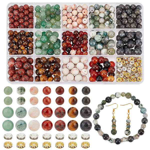 PandaHall PH 520pcs Stone Beads Kit for Jewelry Making, 14 Styles 6/8mm Natural Gemstone Beads Marble Loose Beads Round Smooth Beads with..., Multicolor
PandaHall PH 520pcs Stone Beads Kit for Jewelry Making, 14 Styles 6/8mm Natural Gemstone Beads Marble Loose Beads Round Smooth Beads with..., Multicolor