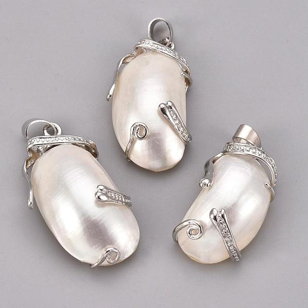 PandaHall Natural White Shell Mother of Pearl Shell Pendants, with Platinum Plated Brass Findings, 35~46x18~26x10~12mm, Hole: 6x4mm White...
PandaHall Natural White Shell Mother of Pearl Shell Pendants, with Platinum Plated Brass Findings, 35~46x18~26x10~12mm, Hole: 6x4mm White...