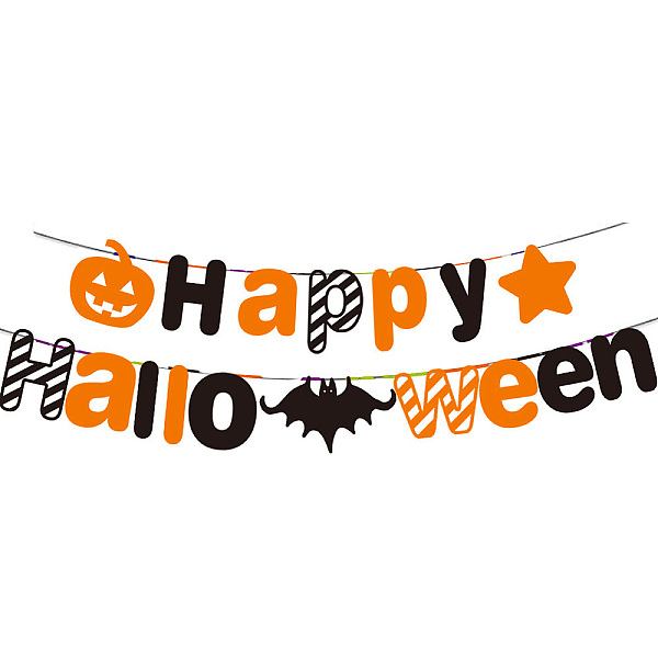 PandaHall Halloween Theme Paper Flags, Word Happy Halloween & Bat Hanging Banners, for Party Home Decorations, Orange, 100~141x31~216x0.2mm...
PandaHall Halloween Theme Paper Flags, Word Happy Halloween & Bat Hanging Banners, for Party Home Decorations, Orange, 100~141x31~216x0.2mm...