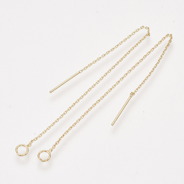 PandaHall Brass Stud Earring Findings, Ear Threads, with Loop, Real 18K Gold Plated, 105x0.7mm, Hole: 3mm, Pin: 0.8mm Brass Others
PandaHall Brass Stud Earring Findings, Ear Threads, with Loop, Real 18K Gold Plated, 105x0.7mm, Hole: 3mm, Pin: 0.8mm Brass Others