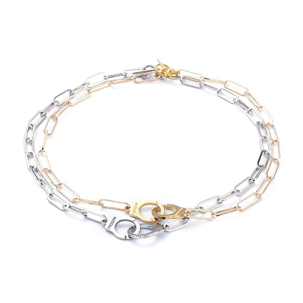 PandaHall Chain Necklaces Sets, with 304 Stainless Steel Interlocking Clasps, Handcuffs Shape with Word Freedom, Golden & Stainless Steel...
PandaHall Chain Necklaces Sets, with 304 Stainless Steel Interlocking Clasps, Handcuffs Shape with Word Freedom, Golden & Stainless Steel...