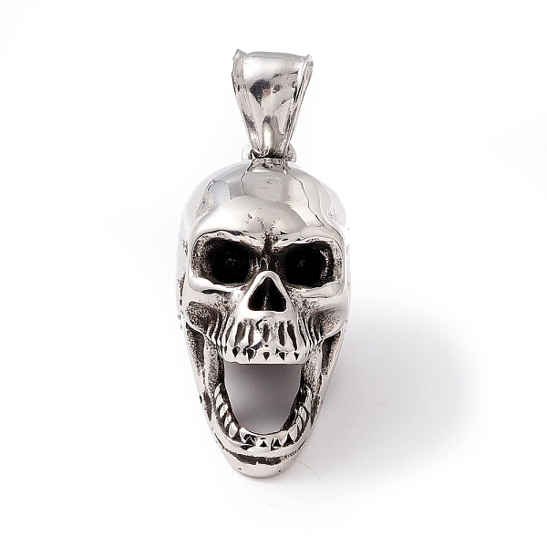 PandaHall Tibetan Style 304 Stainless Steel Pendants, Skull, Antique Silver, 32x15x20mm, Hole: 8x4mm 304 Stainless Steel Skull
PandaHall Tibetan Style 304 Stainless Steel Pendants, Skull, Antique Silver, 32x15x20mm, Hole: 8x4mm 304 Stainless Steel Skull
