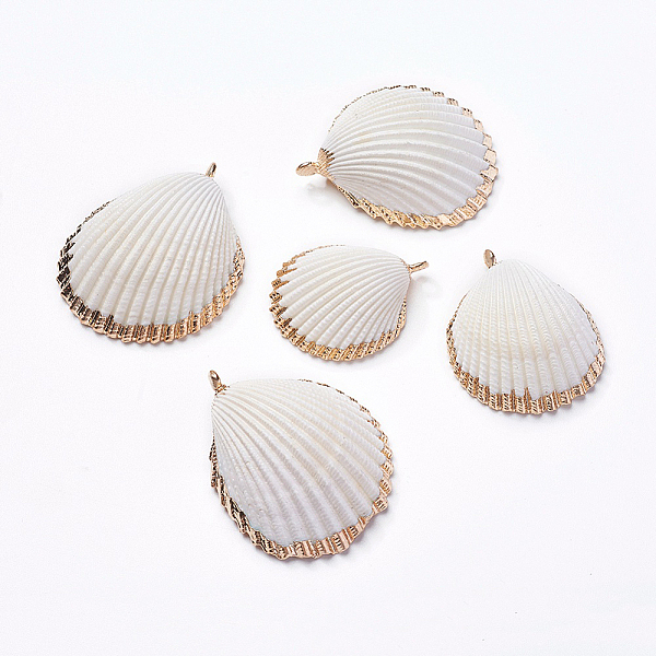PandaHall Shell Pendants, with Iron Findinggs, Shell, Light Gold, 36~48x29~38x12~15mm, Hole: 2~2.5mm Shell Shell Shape
PandaHall Shell Pendants, with Iron Findinggs, Shell, Light Gold, 36~48x29~38x12~15mm, Hole: 2~2.5mm Shell Shell Shape