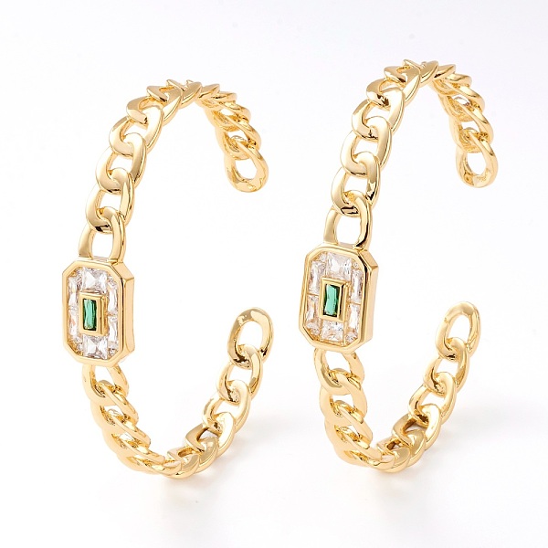 PandaHall Brass Micro Pave Cubic Zirconia Cuff Bangles, Rectangle, Curb Chain, Real 18K Gold Plated, Green, Inner Diameter: 2-1/4 inch...
PandaHall Brass Micro Pave Cubic Zirconia Cuff Bangles, Rectangle, Curb Chain, Real 18K Gold Plated, Green, Inner Diameter: 2-1/4 inch...