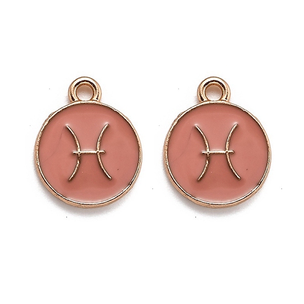 PandaHall Alloy Enamel Pendants, Flat Round with Constellation/Zodiac Sign, Golden, Light Coral, Pisces, 15x12x2mm, Hole: 1.5mm Alloy+Enamel..., Pink
PandaHall Alloy Enamel Pendants, Flat Round with Constellation/Zodiac Sign, Golden, Light Coral, Pisces, 15x12x2mm, Hole: 1.5mm Alloy+Enamel..., Pink