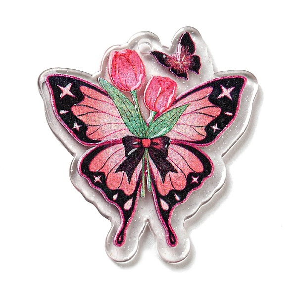 PandaHall Acrylic Pendant, Buttfly with Flower Charm, Pink, 40x36x2mm, Hole: 2mm Acrylic Butterfly Pink
PandaHall Acrylic Pendant, Buttfly with Flower Charm, Pink, 40x36x2mm, Hole: 2mm Acrylic Butterfly Pink