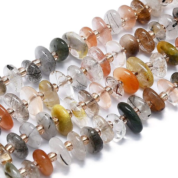 PandaHall Natural Rutilated Quartz Beads Strands, with Seed Beads, Flat, 7~13x8~9x3~4mm, Hole: 1mm, about 75pcs/strand, 14.76''(37.5cm)...
PandaHall Natural Rutilated Quartz Beads Strands, with Seed Beads, Flat, 7~13x8~9x3~4mm, Hole: 1mm, about 75pcs/strand, 14.76''(37.5cm)...