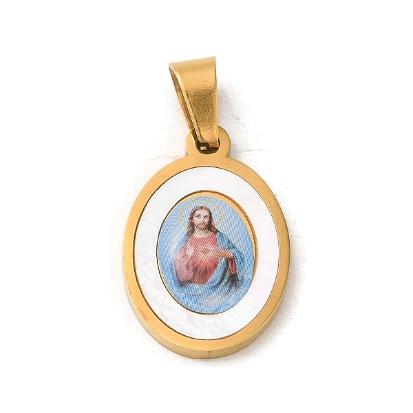 PandaHall Ion Plating(IP) 304 Stainless Steel Pendants, with Pave Shell, Oval with Saint Charm, Golden, Light Sky Blue, 21x14x3mm, Hole...
PandaHall Ion Plating(IP) 304 Stainless Steel Pendants, with Pave Shell, Oval with Saint Charm, Golden, Light Sky Blue, 21x14x3mm, Hole...