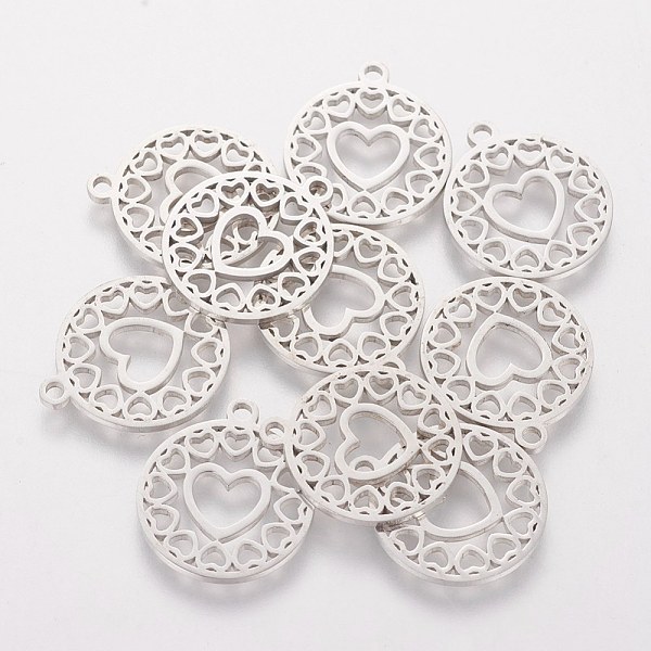 PandaHall 201 Stainless Steel Pendants, Flat Round with Heart, Stainless Steel Color, 18x16x1.1mm, Hole: 1.5mm 201 Stainless Steel Flat...
PandaHall 201 Stainless Steel Pendants, Flat Round with Heart, Stainless Steel Color, 18x16x1.1mm, Hole: 1.5mm 201 Stainless Steel Flat...