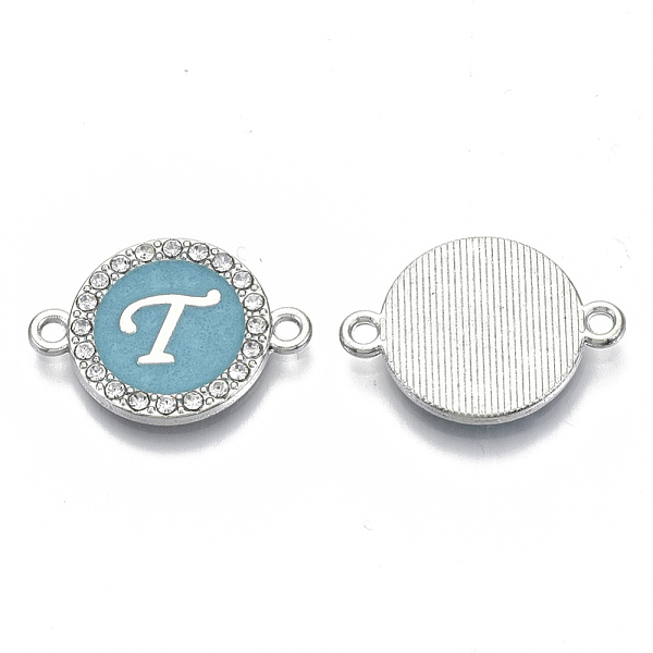 PandaHall Alloy Enamel Links Connectors, with Crystal Rhinestones, Flat Round with Letter, Silver Color Plated, Letter.T, 22x16x2mm, Hole..., Blue
PandaHall Alloy Enamel Links Connectors, with Crystal Rhinestones, Flat Round with Letter, Silver Color Plated, Letter.T, 22x16x2mm, Hole..., Blue