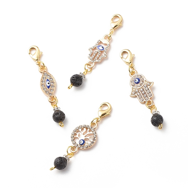 PandaHall Alloy Rhinestone Evil Eye Pendant Decoration Findings, with Natural Lava Rock Beads, Lobster Clasp Charms, Clip-on Charms, Mixed..., Clear
PandaHall Alloy Rhinestone Evil Eye Pendant Decoration Findings, with Natural Lava Rock Beads, Lobster Clasp Charms, Clip-on Charms, Mixed..., Clear