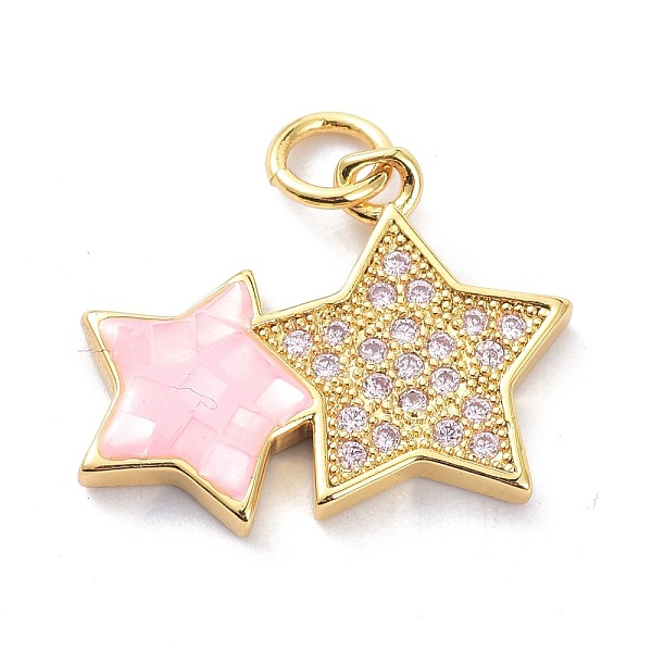 PandaHall Real 18K Gold Plated Brass Micro Pave Clear Cubic Zirconia Pendants, with Shell Filled in Enamel, Long-Lasting Plated, Star, Pink...
PandaHall Real 18K Gold Plated Brass Micro Pave Clear Cubic Zirconia Pendants, with Shell Filled in Enamel, Long-Lasting Plated, Star, Pink...