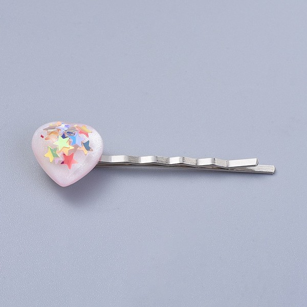 PandaHall Iron Hair Bobby Pins, with Resin Cabochons and Paillette, Heart, Platinum, 55mm Iron
PandaHall Iron Hair Bobby Pins, with Resin Cabochons and Paillette, Heart, Platinum, 55mm Iron