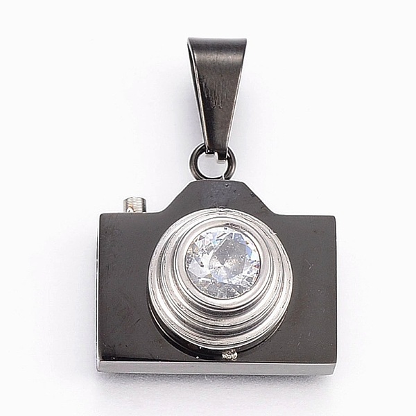 PandaHall 304 Stainless Steel Cubic Zirconia Pendants, Camera, Gunmetal, 19.5x19.5x10mm, Hole: 5x10mm Stainless Steel+Cubic Zirconia..., Clear
PandaHall 304 Stainless Steel Cubic Zirconia Pendants, Camera, Gunmetal, 19.5x19.5x10mm, Hole: 5x10mm Stainless Steel+Cubic Zirconia..., Clear