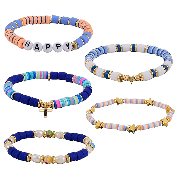PandaHall 5Pcs 5 Style Handmade Polymer Clay Beads Stretch Bracelets Sets, with Brass Beads and Acrylic Enamel Beads, HAPPY, Mixed Color..., Multicolor
PandaHall 5Pcs 5 Style Handmade Polymer Clay Beads Stretch Bracelets Sets, with Brass Beads and Acrylic Enamel Beads, HAPPY, Mixed Color..., Multicolor