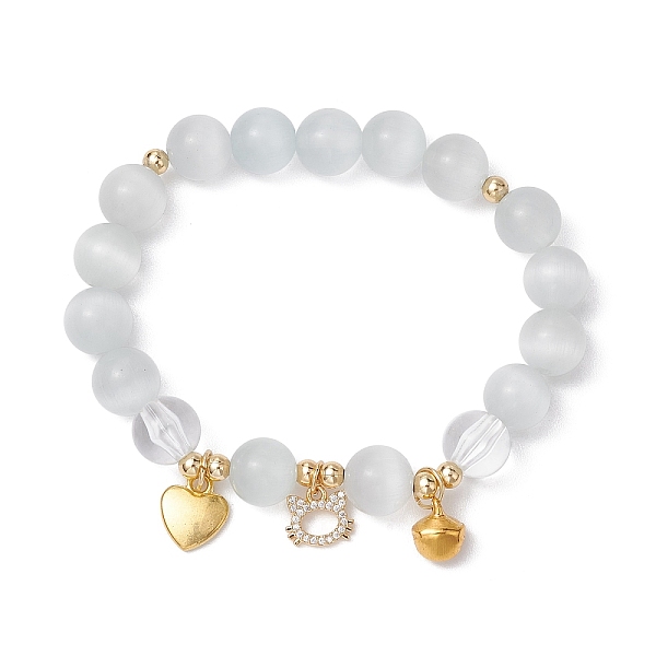 PandaHall Cat & Bell & Heart Brass Charm Bracelets, 10mm Round Cat Eye Beaded Stretch Bracelets for Women, Golden, Inner Diameter: 2-1/8...
PandaHall Cat & Bell & Heart Brass Charm Bracelets, 10mm Round Cat Eye Beaded Stretch Bracelets for Women, Golden, Inner Diameter: 2-1/8...