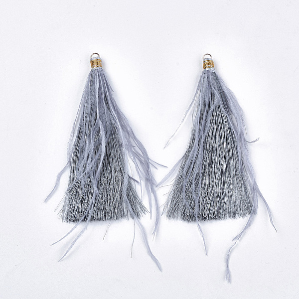 PandaHall Nylon Tassel Big Pendant Decorations, with Ostrich Feather, Metallic Cords and Alloy Findings, Gray, 120~127x7~8mm, Hole: 5mm...
PandaHall Nylon Tassel Big Pendant Decorations, with Ostrich Feather, Metallic Cords and Alloy Findings, Gray, 120~127x7~8mm, Hole: 5mm...