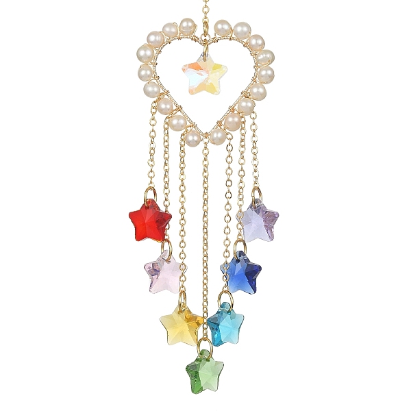 PandaHall Wire Wrapped Natural Pearl Pendant Decorations, Glass Star Charms and Brass Findings Suncatcher Window Hanging Ornament, Heart...
PandaHall Wire Wrapped Natural Pearl Pendant Decorations, Glass Star Charms and Brass Findings Suncatcher Window Hanging Ornament, Heart...