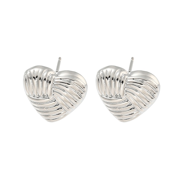 PandaHall Rack Plating Brass Stud Earring, Cadmium Free & Lead Free, Long-Lasting Plated, Heart with Stripe, Platinum, 17x18mm Brass Heart
PandaHall Rack Plating Brass Stud Earring, Cadmium Free & Lead Free, Long-Lasting Plated, Heart with Stripe, Platinum, 17x18mm Brass Heart