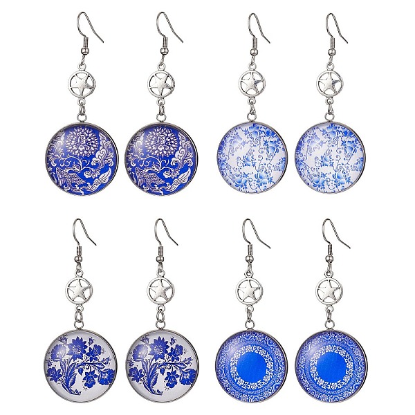 PandaHall Blue Glass Flat Round & Alloy Star Dangle Earrings, with 304 Stainless Steel Earring Pins, Mixed Shapes, 64.5x26mm Glass Mixed...
PandaHall Blue Glass Flat Round & Alloy Star Dangle Earrings, with 304 Stainless Steel Earring Pins, Mixed Shapes, 64.5x26mm Glass Mixed...