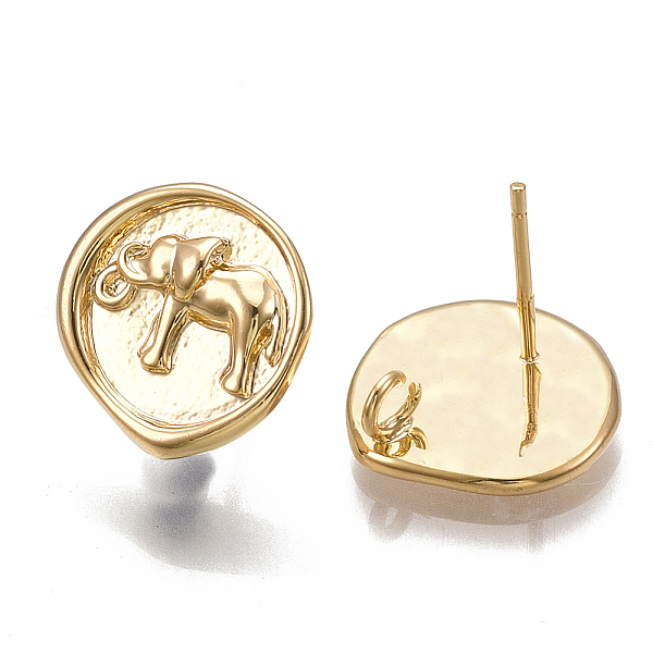 PandaHall Brass Stud Earring Findings, with Loop, Nickel Free, Real 18K Gold Plated, Flat Round with Elephant, 14x13.5mm, Hole: 2mm, Pin...
PandaHall Brass Stud Earring Findings, with Loop, Nickel Free, Real 18K Gold Plated, Flat Round with Elephant, 14x13.5mm, Hole: 2mm, Pin...
