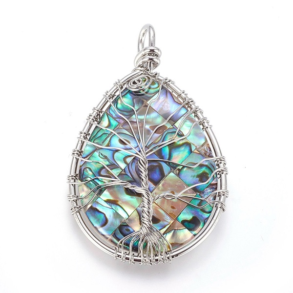 PandaHall Abalone Shell/Paua Shell Wire Wrapped Big Pendants, with Brass Findings, teardrop, with Tree, Platinum...
PandaHall Abalone Shell/Paua Shell Wire Wrapped Big Pendants, with Brass Findings, teardrop, with Tree, Platinum...