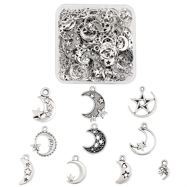 PandaHall 100Pcs 10 Style Tibetan Style Alloy Pendants, Moon with Star, Antique Silver, 17~22x7~18x1~3mm, Hole: 1.4~2mm, 10pcs/style Alloy...
PandaHall 100Pcs 10 Style Tibetan Style Alloy Pendants, Moon with Star, Antique Silver, 17~22x7~18x1~3mm, Hole: 1.4~2mm, 10pcs/style Alloy...
