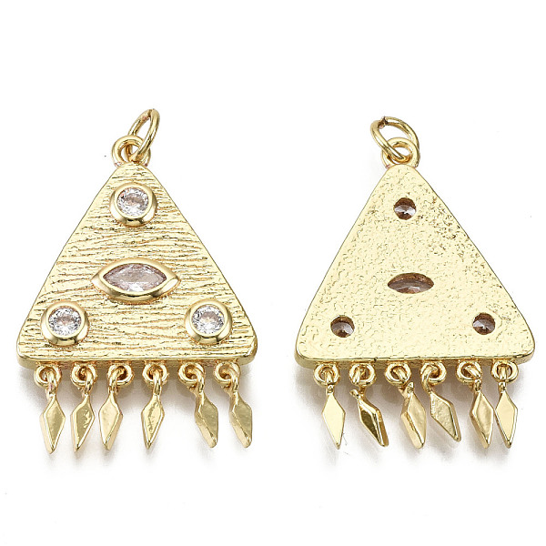 PandaHall Brass Micro Pave Clear Cubic Zirconia Pendants, with Jump Rings, Nickel Free, Triangle with Eye, Real 16K Gold Plated, 30x21x3mm...
PandaHall Brass Micro Pave Clear Cubic Zirconia Pendants, with Jump Rings, Nickel Free, Triangle with Eye, Real 16K Gold Plated, 30x21x3mm...