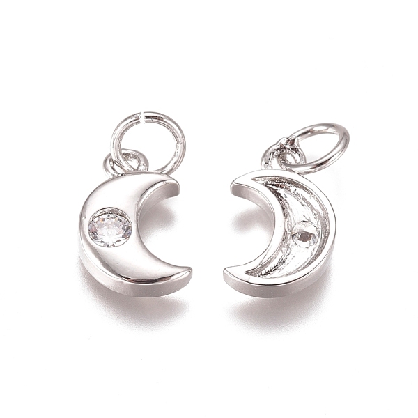 PandaHall Brass Charms, with Cubic Zirconia and Jump Rings, Heart, Clear, Platinum, 10.5x7x2mm, Hole: 3mm Brass+Cubic Zirconia Moon Clear
PandaHall Brass Charms, with Cubic Zirconia and Jump Rings, Heart, Clear, Platinum, 10.5x7x2mm, Hole: 3mm Brass+Cubic Zirconia Moon Clear