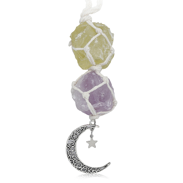 PandaHall Natural Raw Amethyst & Citrine Pendant Decoration, Cord Macrame Car Hanging Ornament, with Alloy Moon & Star, 120mm Amethyst Moon..., White
PandaHall Natural Raw Amethyst & Citrine Pendant Decoration, Cord Macrame Car Hanging Ornament, with Alloy Moon & Star, 120mm Amethyst Moon..., White