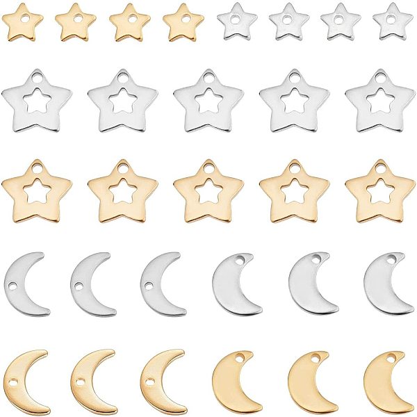 PandaHall SUPERFINDINGS 80Pcs 8 Style 304/201 Stainless Steel Charms, Star & Moon, Golden & Stainless Steel Color, 5.5~11.5x6~11x0.5~1mm...
PandaHall SUPERFINDINGS 80Pcs 8 Style 304/201 Stainless Steel Charms, Star & Moon, Golden & Stainless Steel Color, 5.5~11.5x6~11x0.5~1mm...