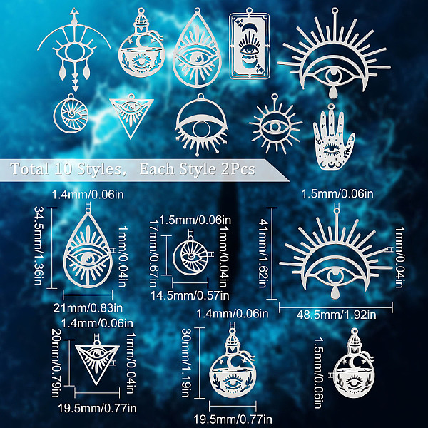 PandaHall SUNNYCLUE 20Pcs 10 Style Stainless Steel Pendants, Teardrop with Eye & Eye, Stainless Steel Color, 17~41x14.5~48.5x1~1.5mm, Hole...
PandaHall SUNNYCLUE 20Pcs 10 Style Stainless Steel Pendants, Teardrop with Eye & Eye, Stainless Steel Color, 17~41x14.5~48.5x1~1.5mm, Hole...