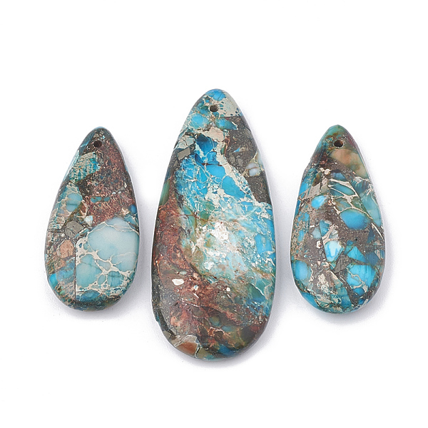 PandaHall Natural Regalite/Imperial Jasper/Sea Sediment Jasper Pendants, with Iron, teardrop, Sky Blue, 36~50x15~21x6~7mm, Hole: 1mm...
PandaHall Natural Regalite/Imperial Jasper/Sea Sediment Jasper Pendants, with Iron, teardrop, Sky Blue, 36~50x15~21x6~7mm, Hole: 1mm...