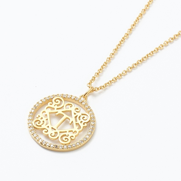 PandaHall Brass Micro Pave Clear Cubic Zirconia Pendant Necklaces, Flat Round with Letter, Real 18K Gold Plated, Letter.T, 16.14~17.20 inch...
PandaHall Brass Micro Pave Clear Cubic Zirconia Pendant Necklaces, Flat Round with Letter, Real 18K Gold Plated, Letter.T, 16.14~17.20 inch...