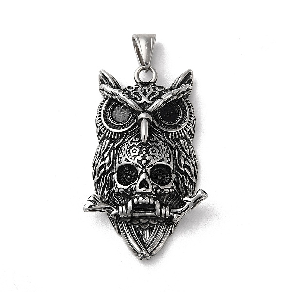 PandaHall 304 Stainless Steel Big Pendants, Owl with Skull Charms, Antique Silver, 51.5x32x11mm, Hole: 9x5mm. 304 Stainless Steel Owl
PandaHall 304 Stainless Steel Big Pendants, Owl with Skull Charms, Antique Silver, 51.5x32x11mm, Hole: 9x5mm. 304 Stainless Steel Owl