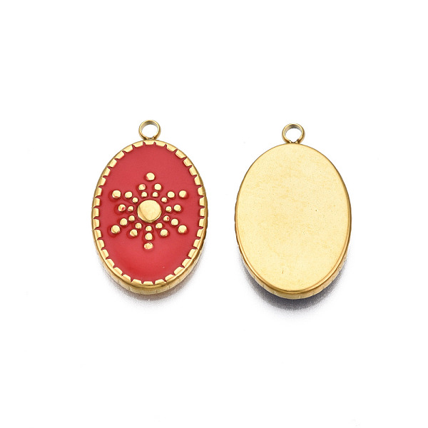 PandaHall 304 Stainless Steel Enamel Pendants, Real 18K Gold Plated, Oval with Sun, Dark Red, 23x14.5x3mm, Hole: 2mm Stainless Steel+Enamel...
PandaHall 304 Stainless Steel Enamel Pendants, Real 18K Gold Plated, Oval with Sun, Dark Red, 23x14.5x3mm, Hole: 2mm Stainless Steel+Enamel...