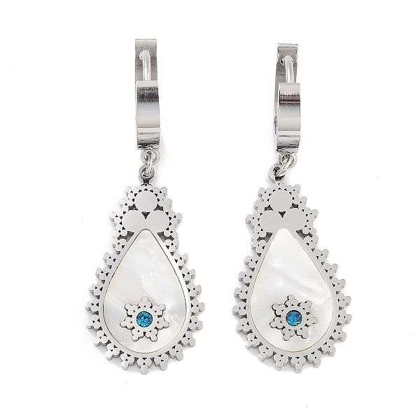 PandaHall Teardrop 304 Stainless Steel Shell Dangle Earrings, Rhinestone Hoop Earrings for Women, Stainless Steel Color, 43x14.5mm 304..., Cyan
PandaHall Teardrop 304 Stainless Steel Shell Dangle Earrings, Rhinestone Hoop Earrings for Women, Stainless Steel Color, 43x14.5mm 304..., Cyan