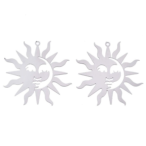 PandaHall 201 Stainless Steel Filigree Pendants, Etched Metal Embellishments, Sun, Stainless Steel Color, 40x38x0.3mm, Hole: 1.6mm 201...
PandaHall 201 Stainless Steel Filigree Pendants, Etched Metal Embellishments, Sun, Stainless Steel Color, 40x38x0.3mm, Hole: 1.6mm 201...